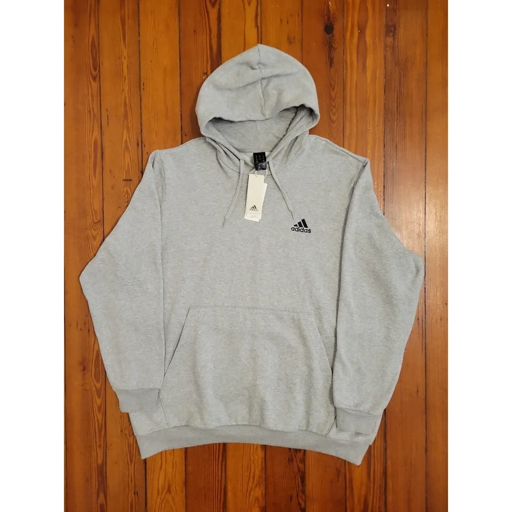 Adidas Hoodie Mens 3XL Pullover Gray Sport Activewear Everyday Gym Cotton Blend
